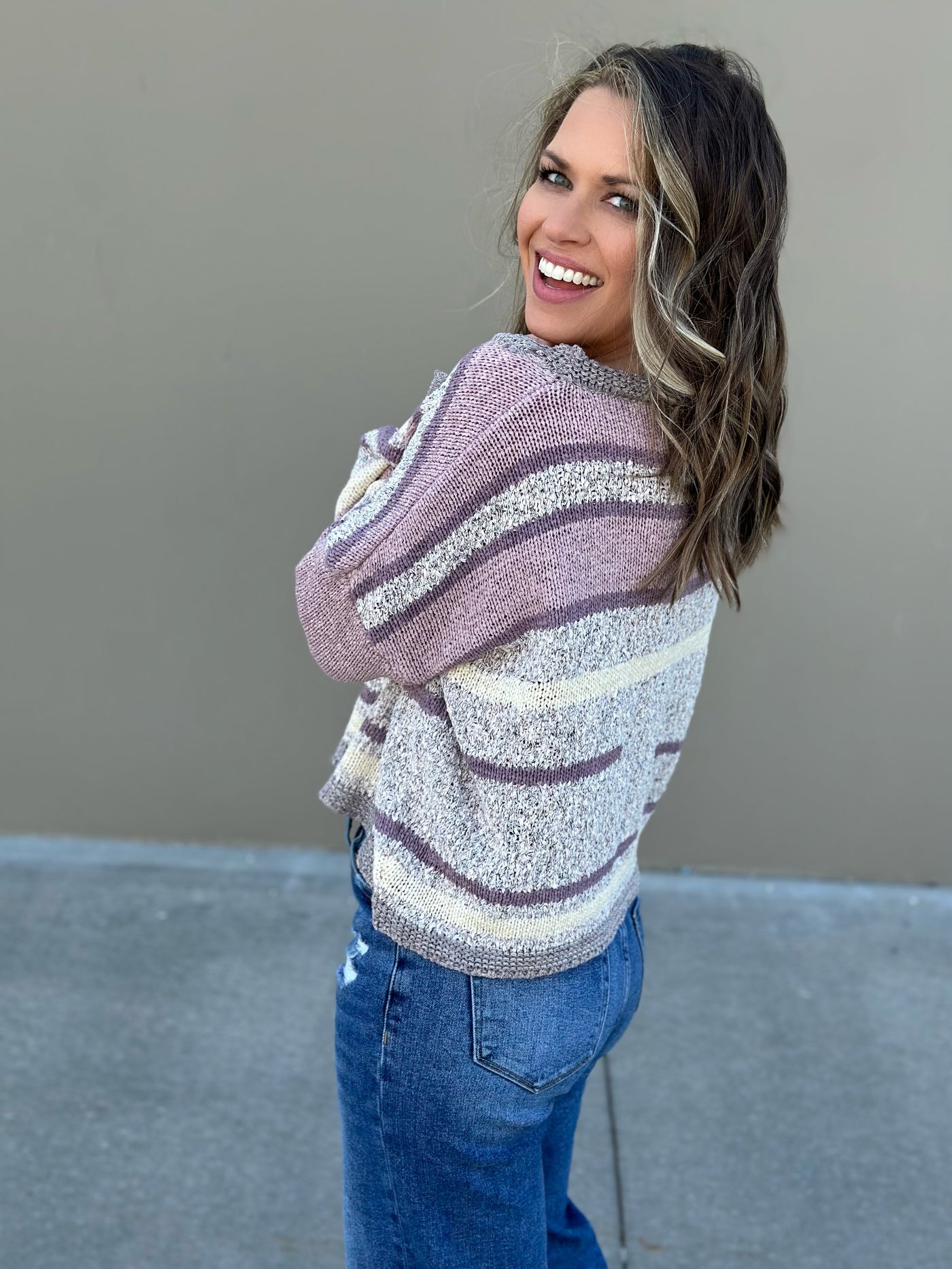 Lavender Striped Sweater-FINAL SALE