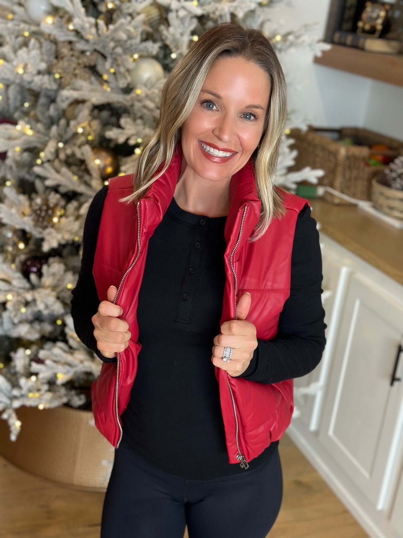 Vegan Leather Puffer Vest