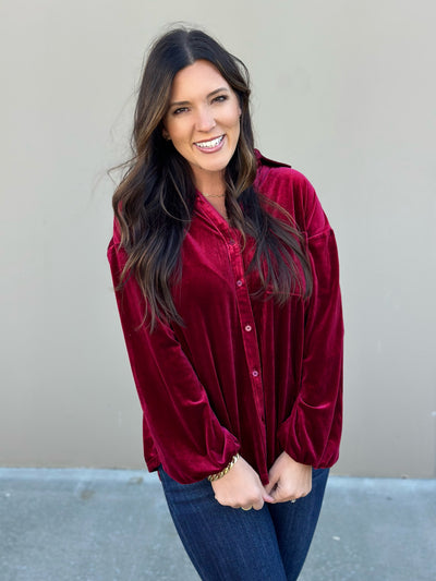 Velvet V-Neck Top