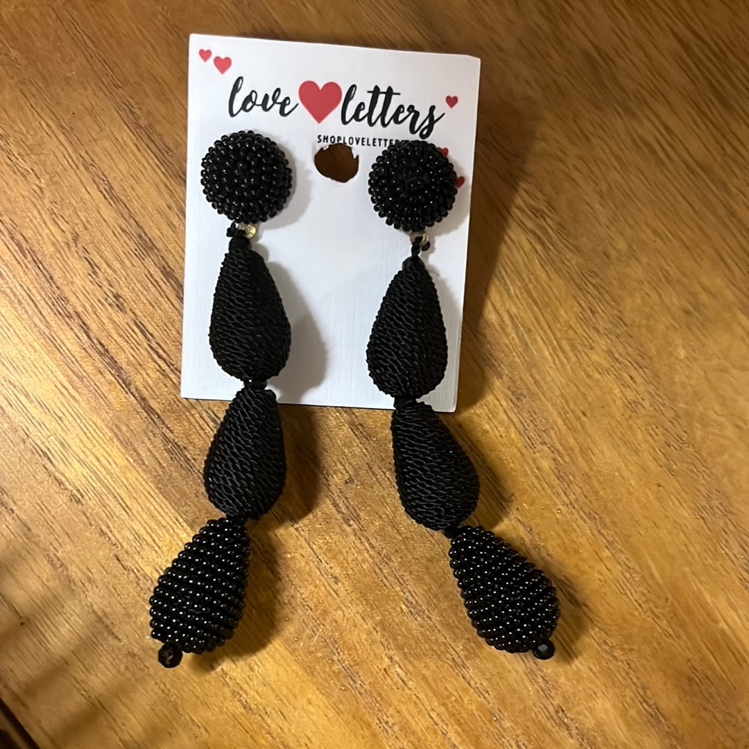 Bead and woven drop earrings