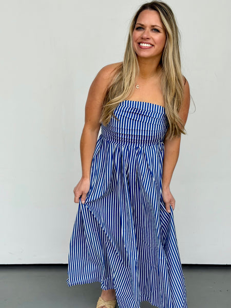 blue and white striped strapless dress Demi Stripe – Love Letters Top 10 Elegant Dress Fits true to size event:Reception Color:olive