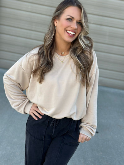 ￼Bubble Hem Cropped Sweatshirt