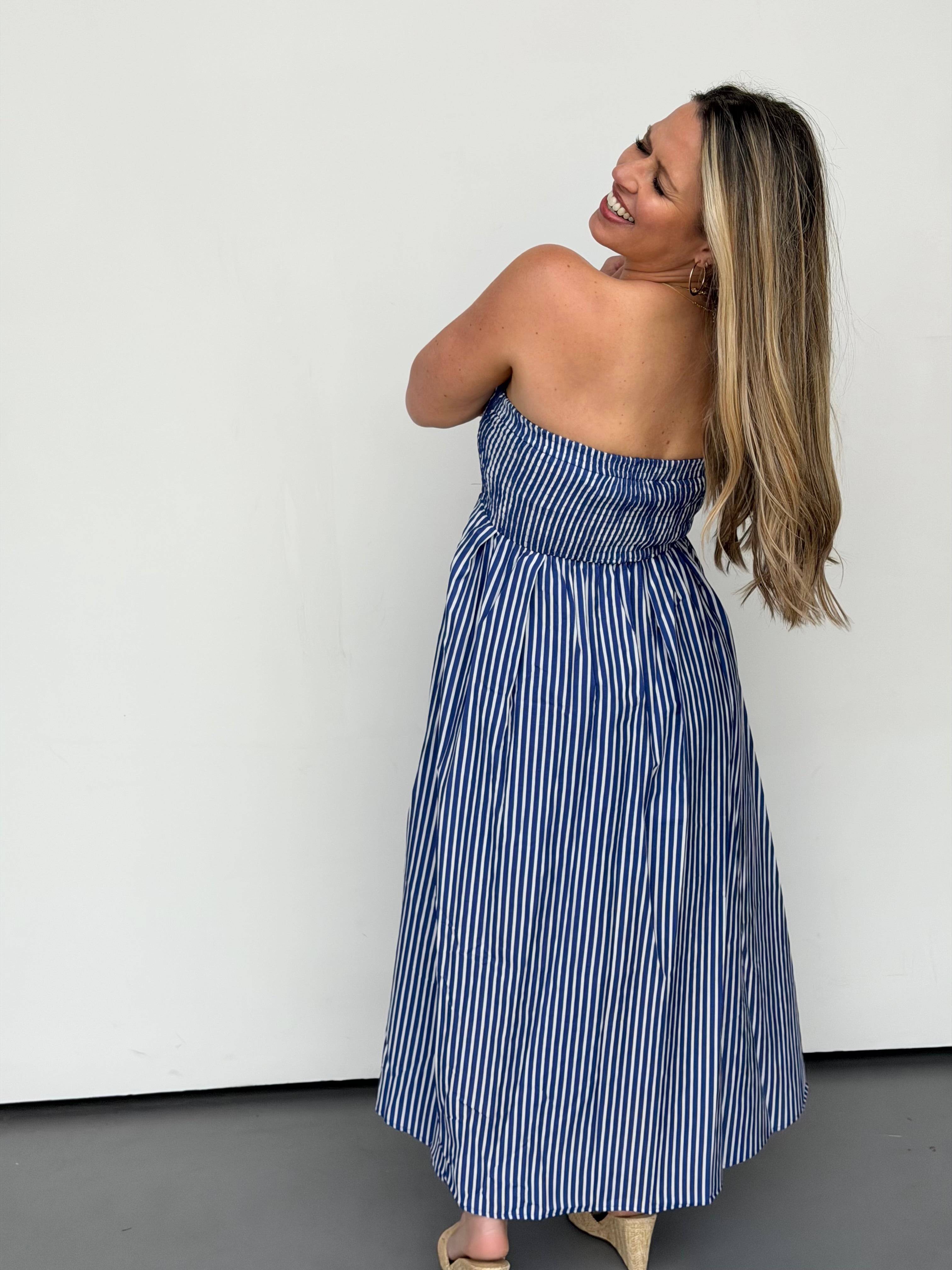 Demi Strapless Stripe Dress