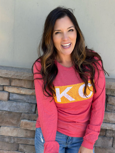 Red KC Bar Long Sleeve Tee