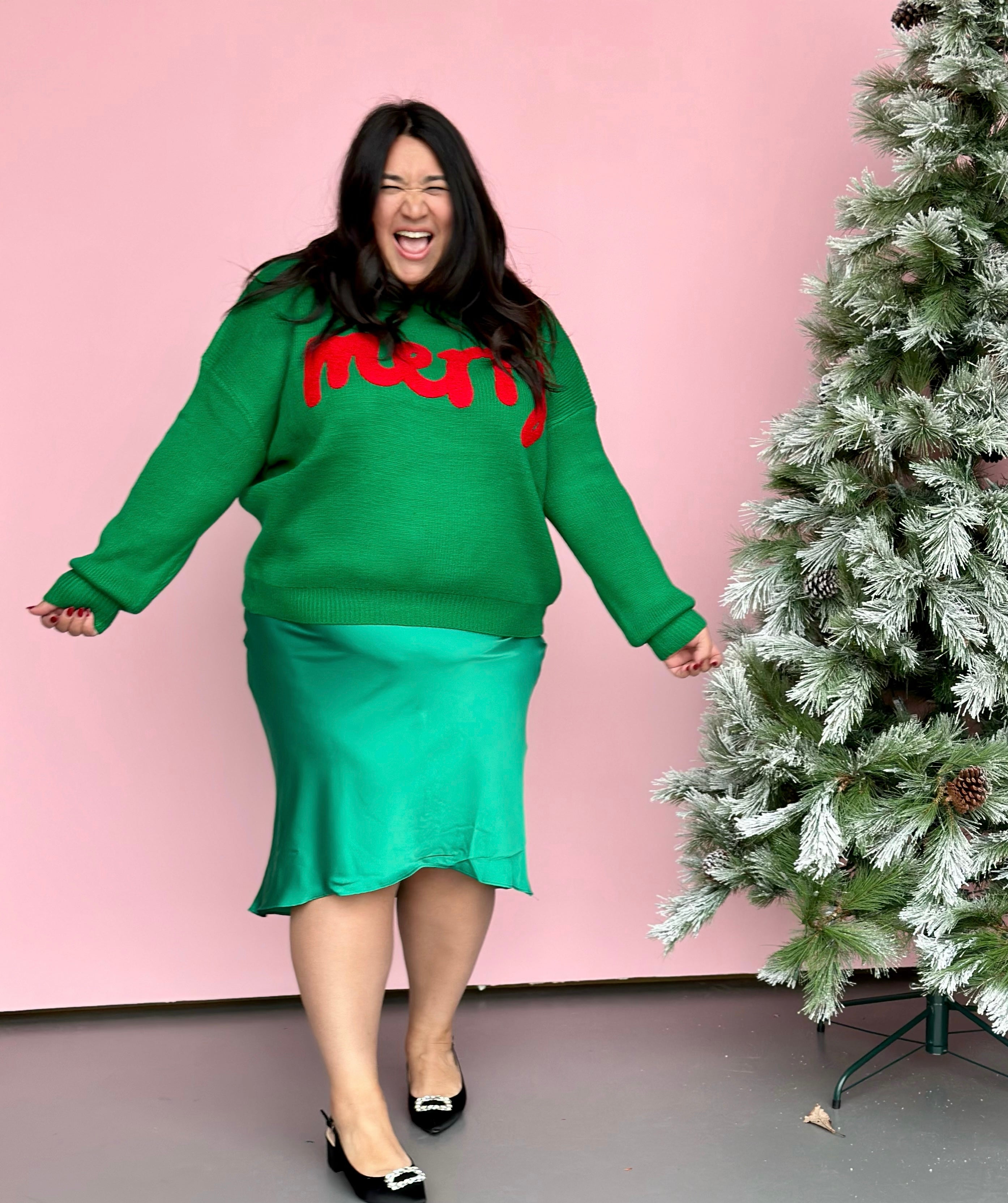 Plus Size Green Hi Lo Skirt 1X