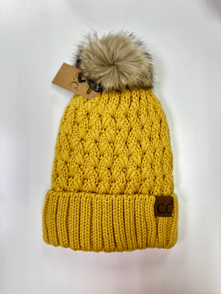 Mustard Fleece Lined CC Beanie – Love Letters