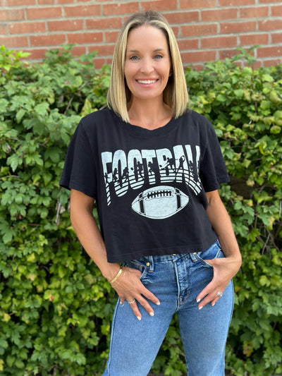 Football Player Silhouette Crop Tee