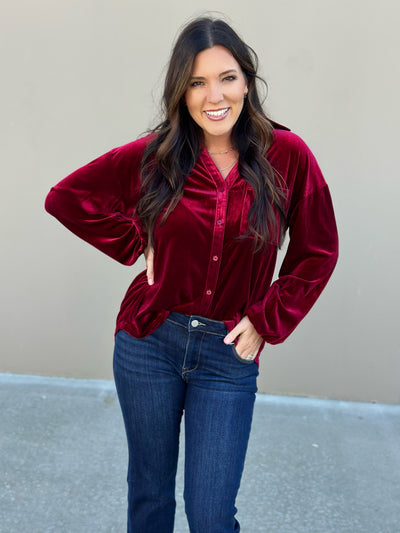 Velvet V-Neck Top