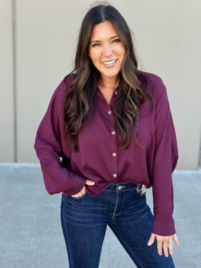 Wine or Mocha Button Down