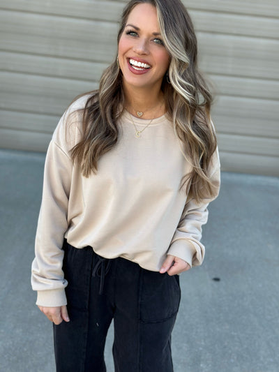 ￼Bubble Hem Cropped Sweatshirt