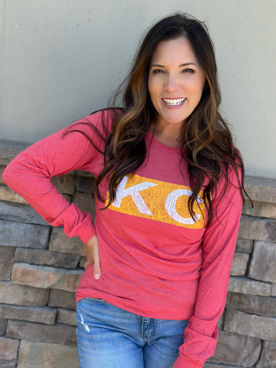 Red KC Bar Long Sleeve Tee