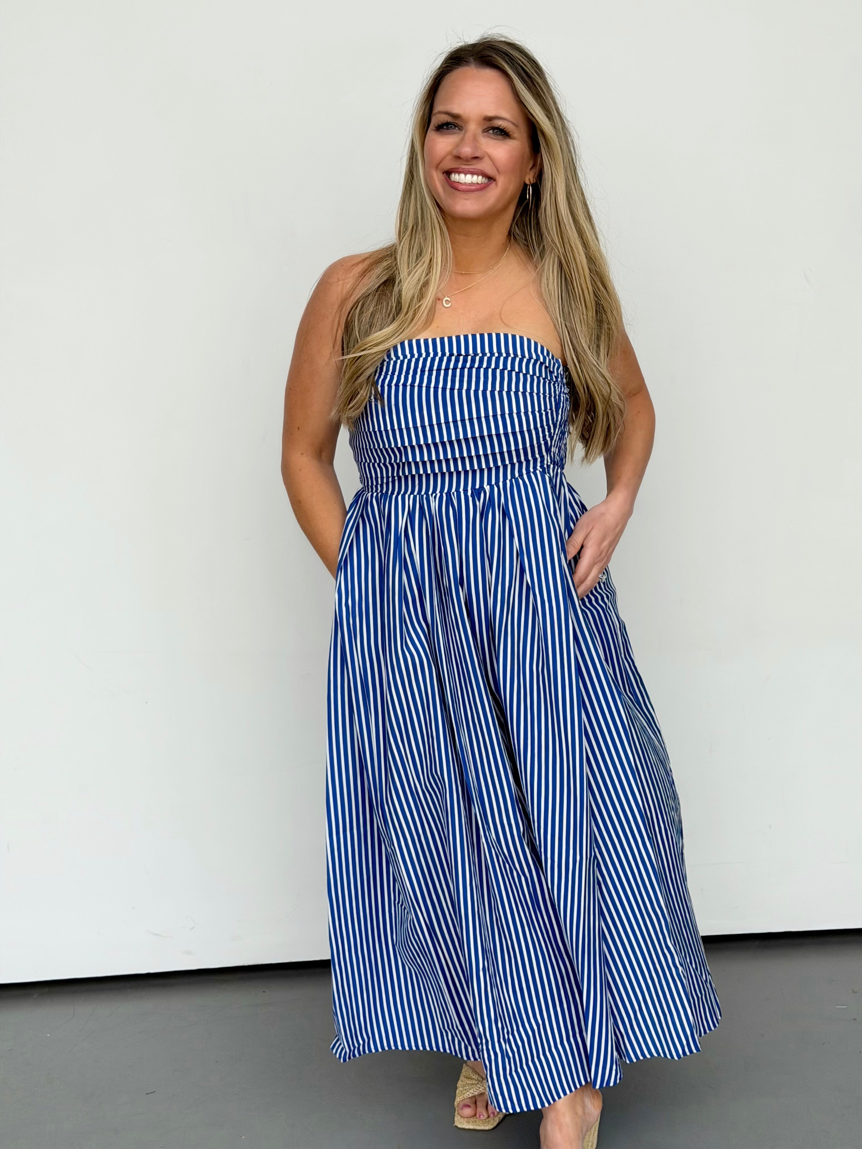 Demi Strapless Stripe Dress