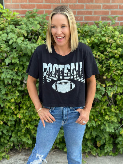 Football Player Silhouette Crop Tee