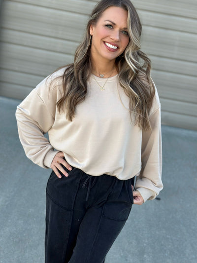 ￼Bubble Hem Cropped Sweatshirt