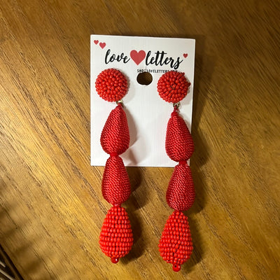 Bead and woven drop earrings