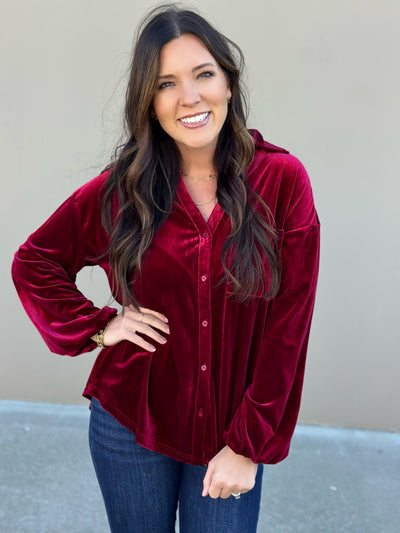 Velvet V-Neck Top