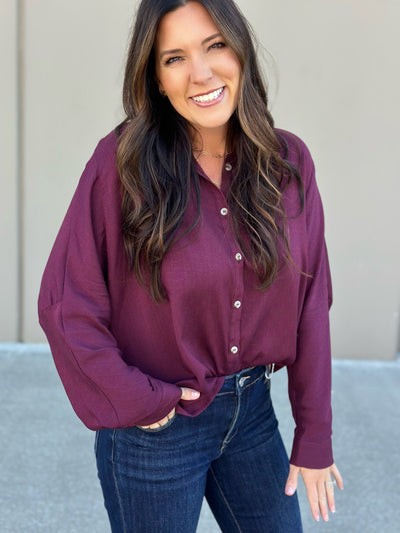Wine or Mocha Button Down