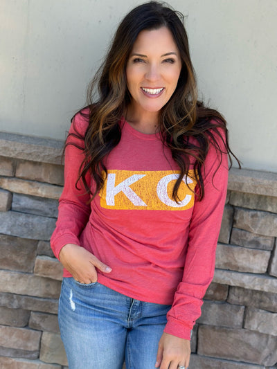 Red KC Bar Long Sleeve Tee