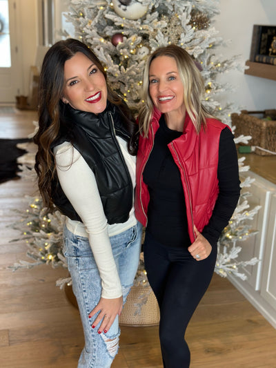 Vegan Leather Puffer Vest