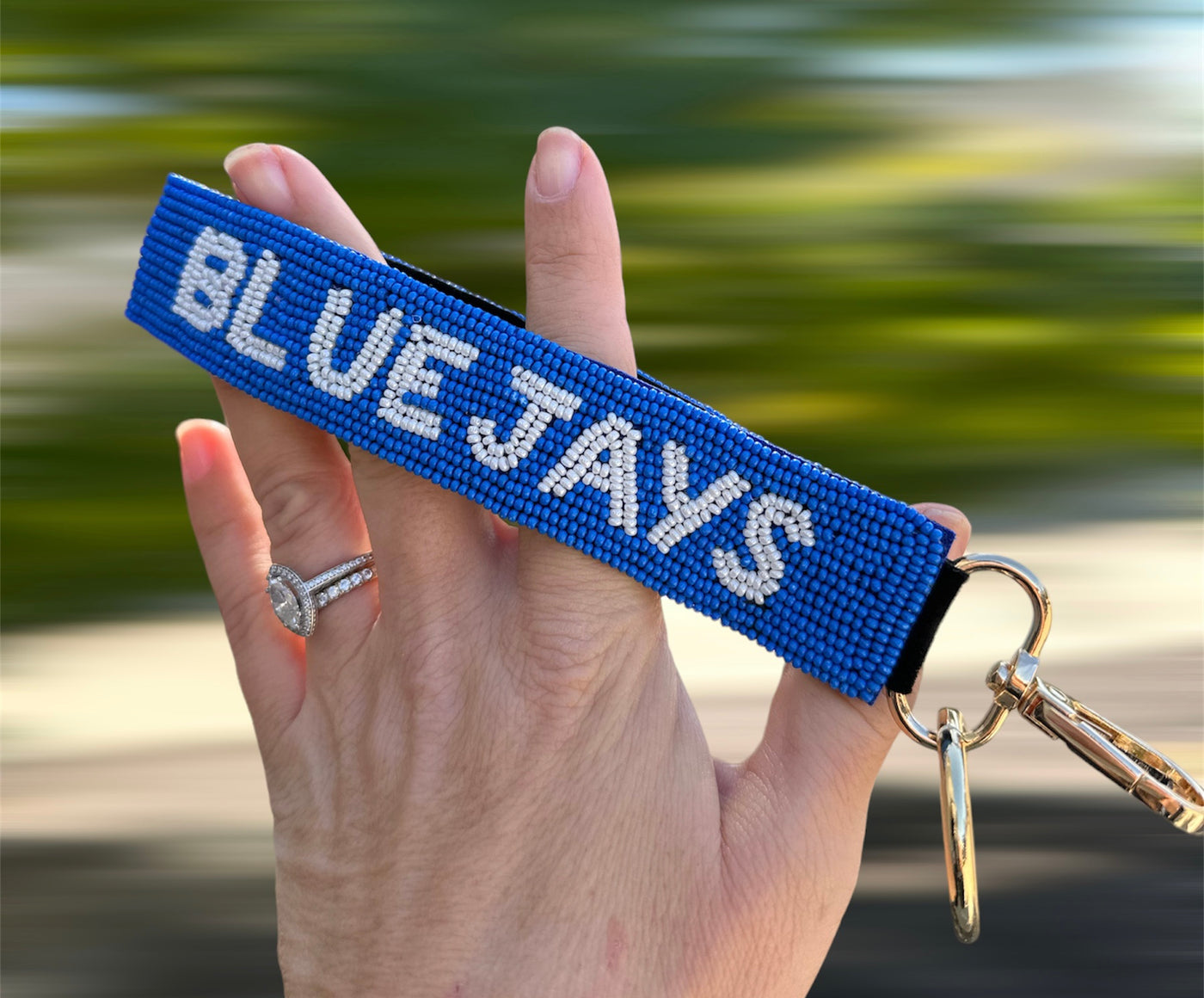 Liberty Blue Jays Beaded Keychain
