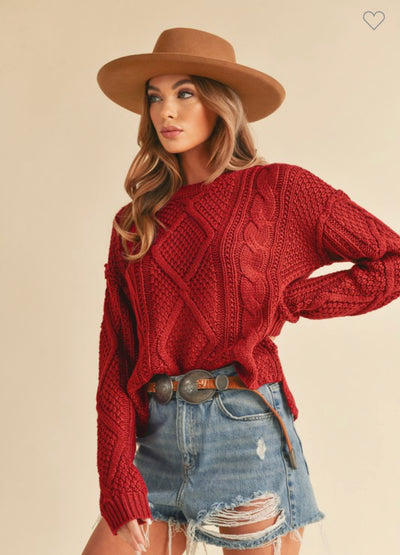 Adela Cranberry Sweater