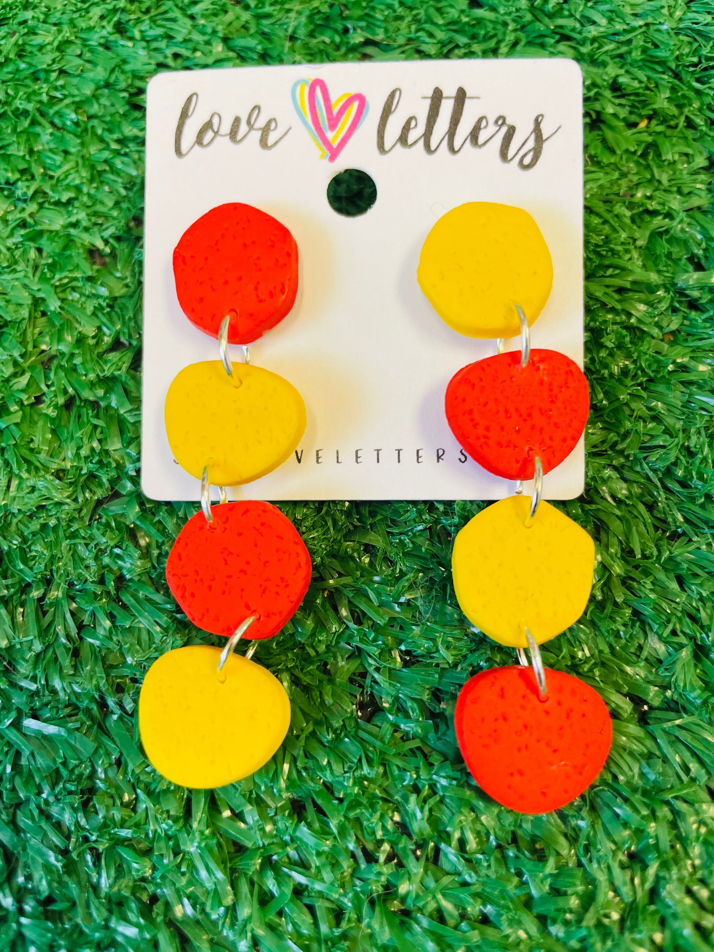 Red & Gold 4 Circle Earring