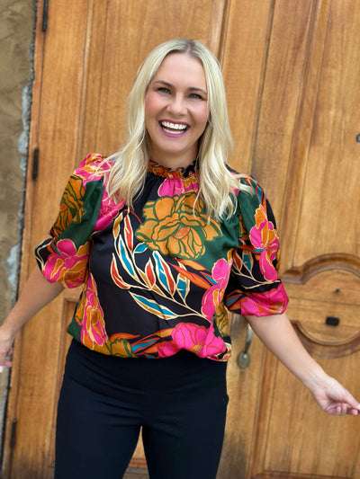 Silk Black Floral Shirt