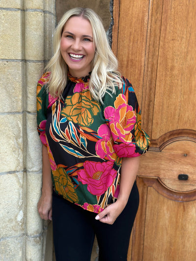 Silk Black Floral Shirt