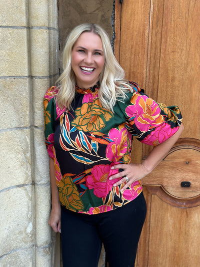 Silk Black Floral Shirt