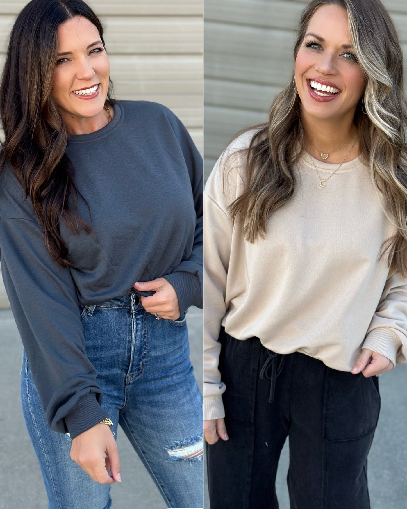 ￼Bubble Hem Cropped Sweatshirt