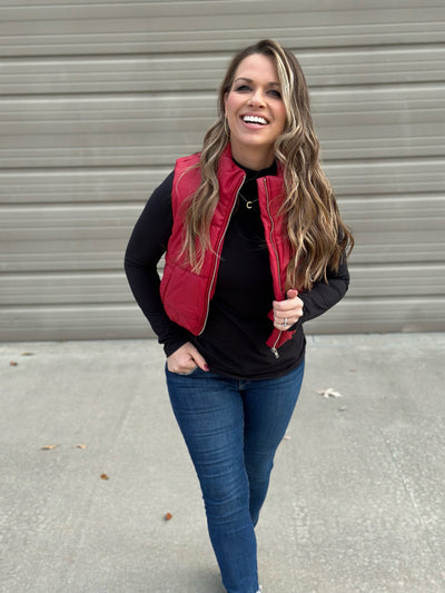 Vegan Leather Puffer Vest