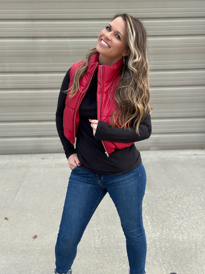 Vegan Leather Puffer Vest