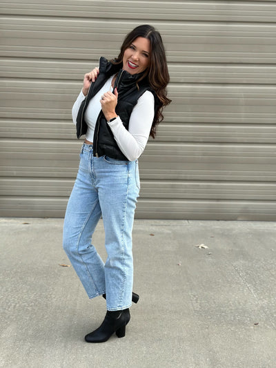 Vegan Leather Puffer Vest