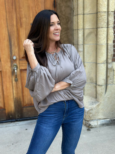 Satin Dolman Oversized Blouse