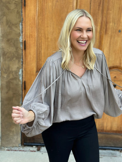 Satin Dolman Oversized Blouse