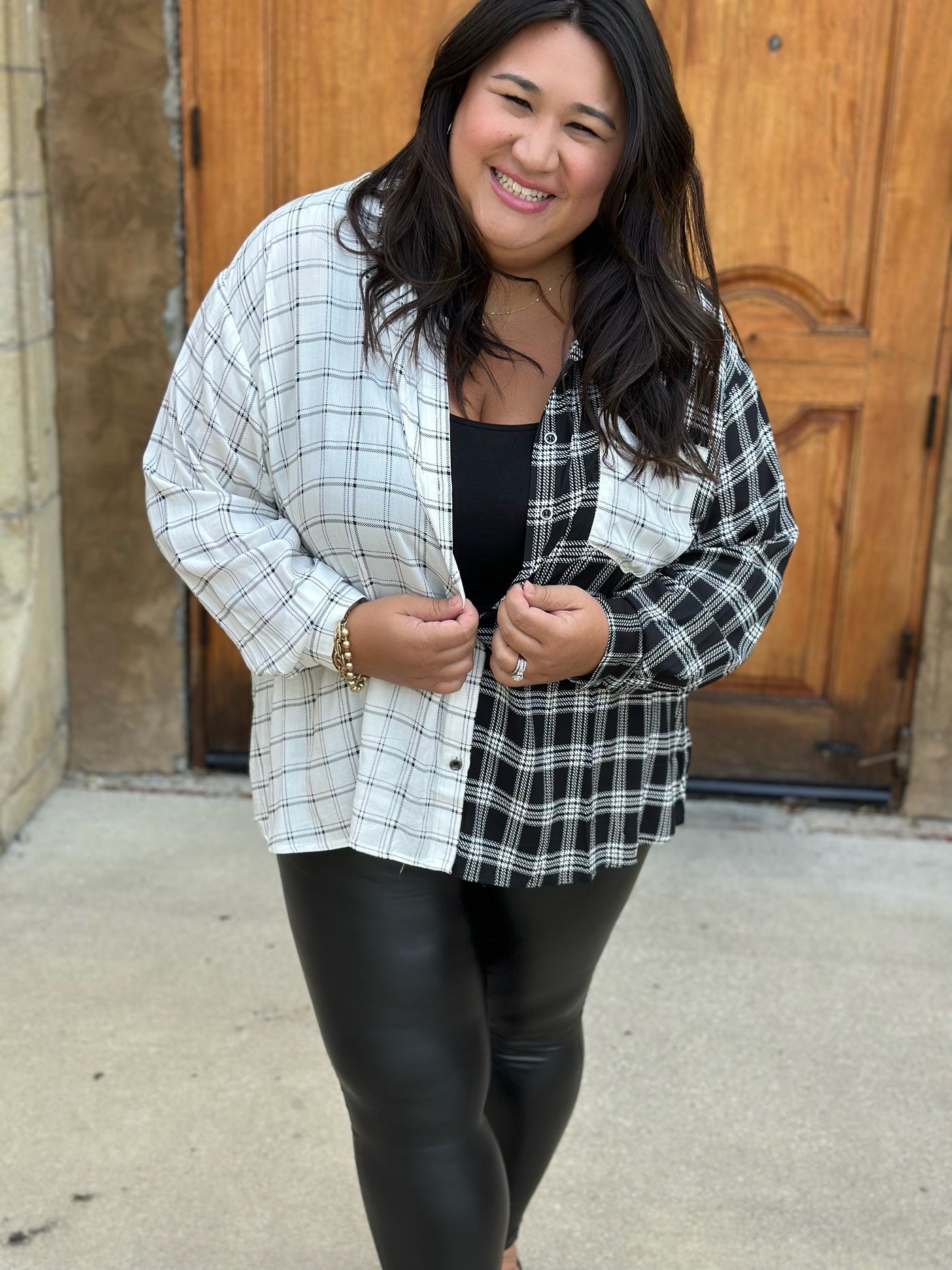 Black and White Plaid Button Up