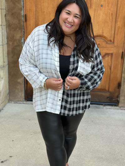 Black and White Plaid Button Up