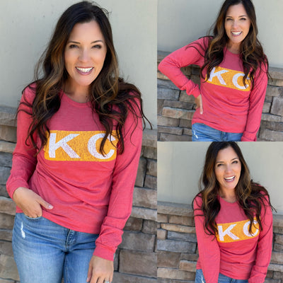 Red KC Bar Long Sleeve Tee