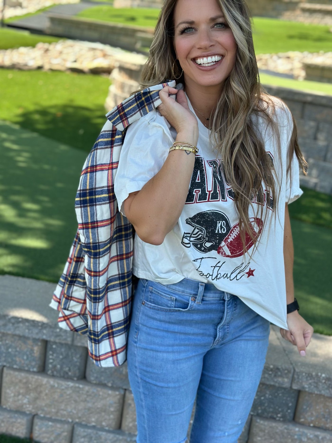 Kansas Football Long Crop Tee