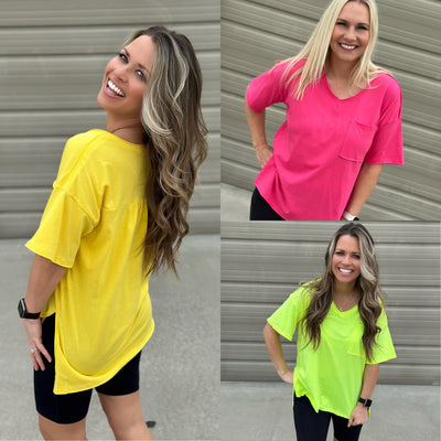 V-neck Split Side Tee- FINAL SALE