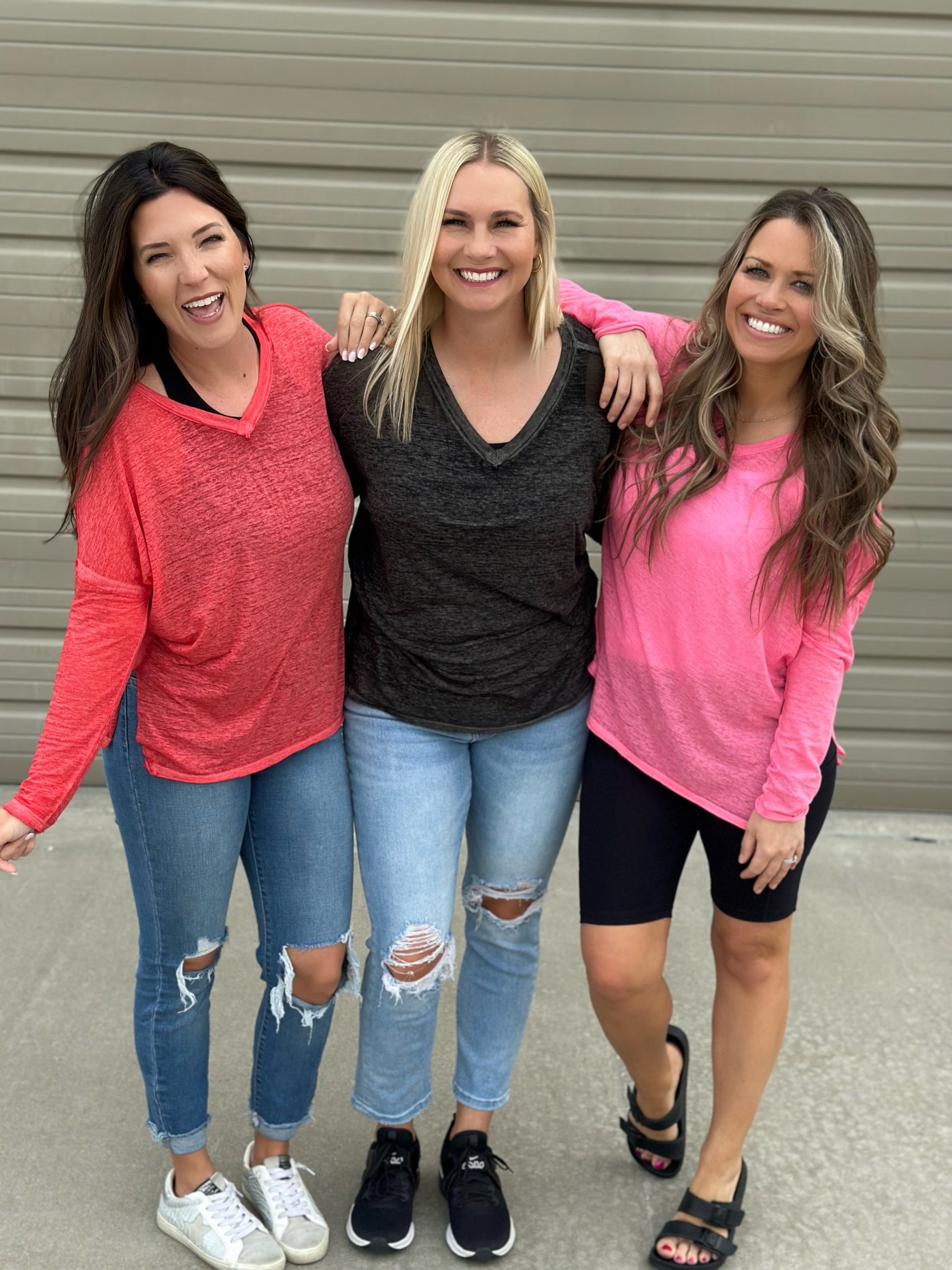 V-neck Mineral Wash Long Sleeve- FINAL SALE