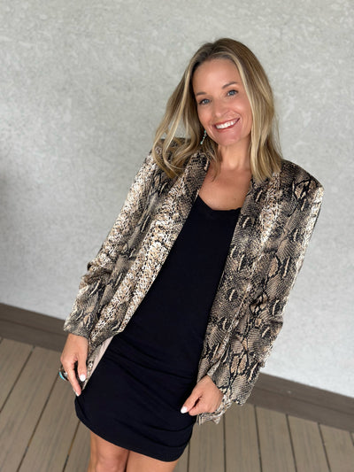 Snake Print Satin Blazer