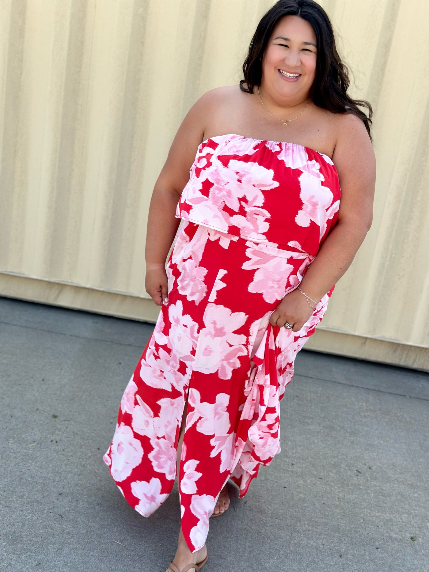 Red & Pink Floral Sleeveless