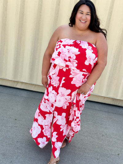 Red & Pink Floral Sleeveless