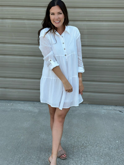 Textured-Stripe Dress