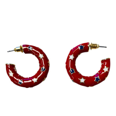Red White & Blue Hoop Earring