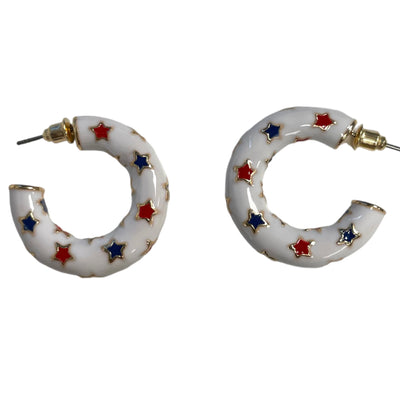 Red White & Blue Hoop Earring