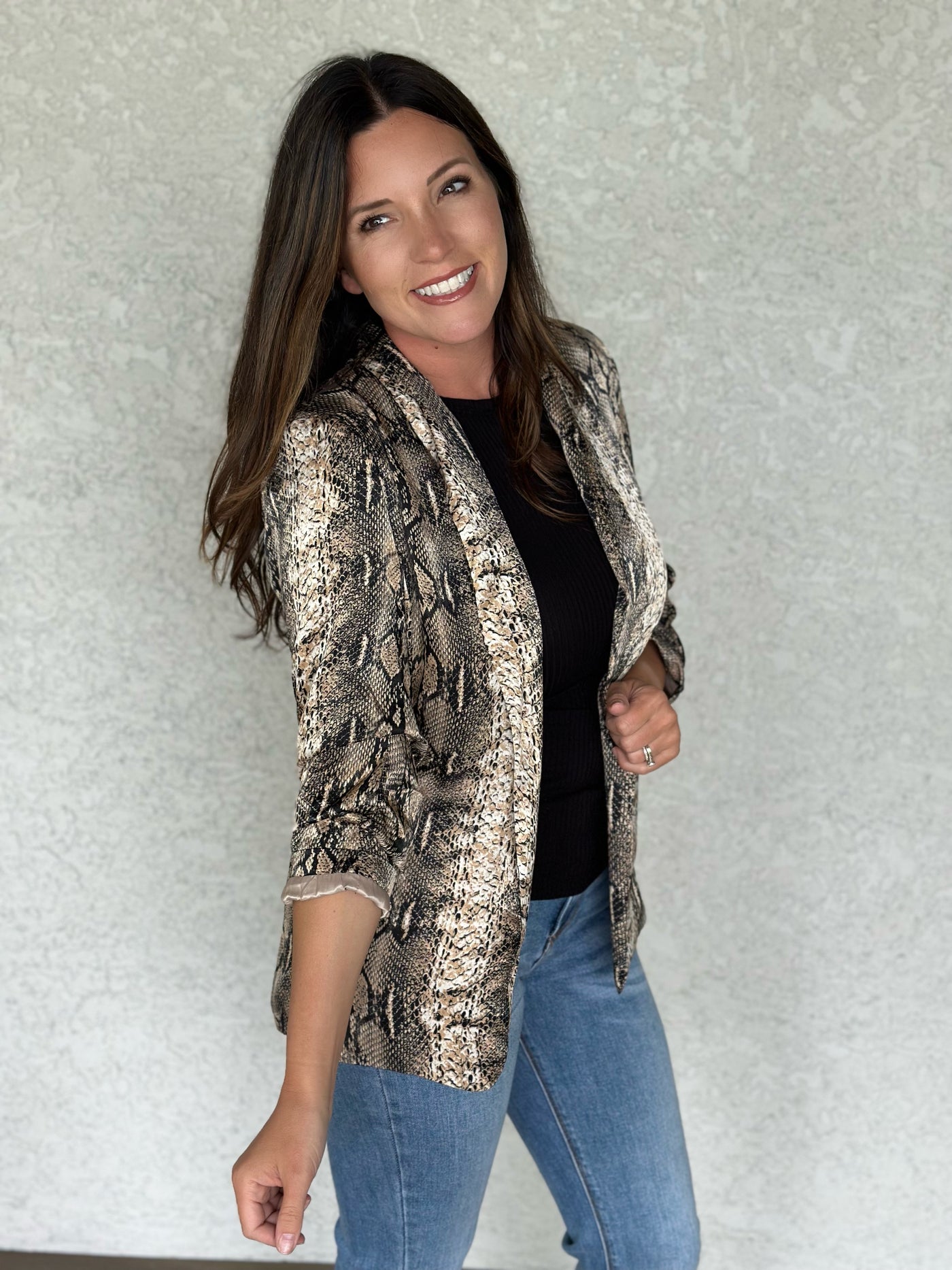 Snake Print Satin Blazer
