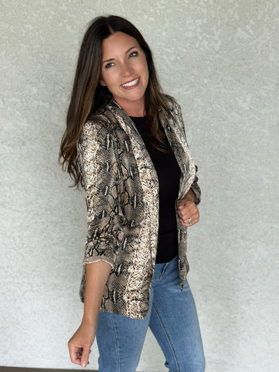 Snake Print Satin Blazer