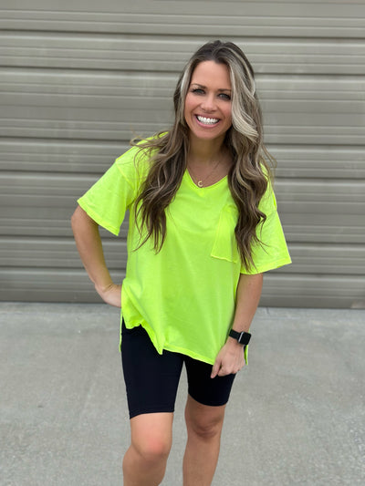 V-neck Split Side Tee- FINAL SALE